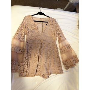 Fashion Nova Romper-All The Fame Lace Bell Sleeve